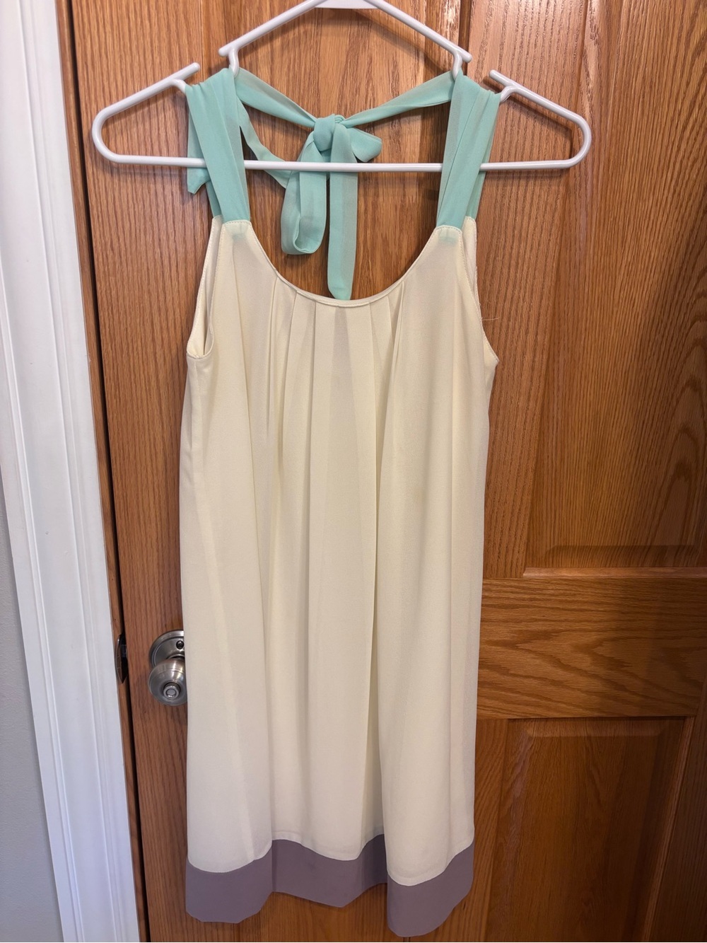 Ya Los Angeles Cream Dress with Mint Tie Straps